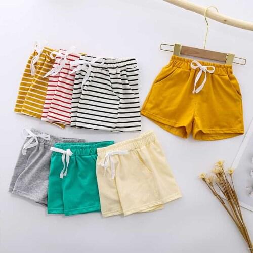 Children Summer Shorts Pants For Boys Girls Candy Color Elastic Waist Sports Shorts Cotton Toddler Panties Kids Beach Clothing