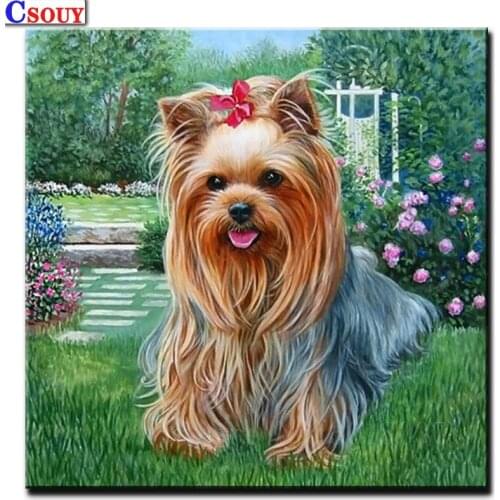 Diy Diamond Mosaic Long-Haired Dog Diamond Painting Drawing Full Square / Round Drill Diamond Embroidery Cross Stitch Home Decor