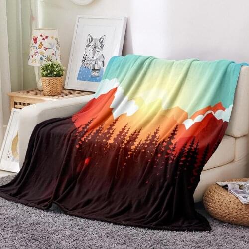 Cartoon Mountain Forest Flannel Soft Fleece Blanket Travel Camping Office Super Soft and Comfortable Plush Bedspread Blanket