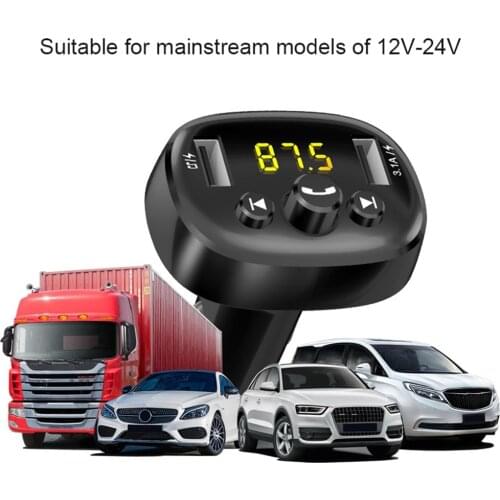 Car Bluetooth 5.0 FM Transmitter Car Kit MP3 Modulator Player Wireless Handsfree Audio Receiver Dual USB Fast Charger 3.1A