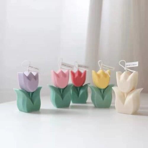 Candle Molds 3d Tulip Flower Form for Candle Making Diy Decorative Handmade Supplies Tool Aromatherapy Wax Soap Clay Craft Mould