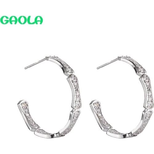 GAOLA New Round Big Earrings Simple Fashion Earrings Personality Ladies Ladies Luxury Jewelry Large Circle Simple Zircon Jewelry