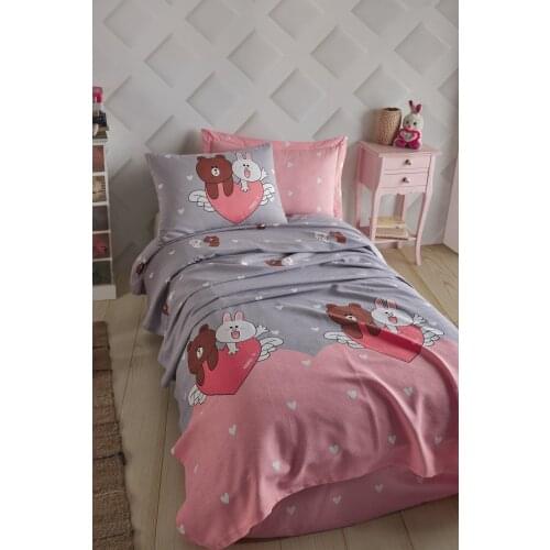 2021 PIQUE Set Turkish Cotton With Pillowcase Bedspread Sets Bed Linen Sheet Modern For Summer Full Size Duvet Cover Pink Bears