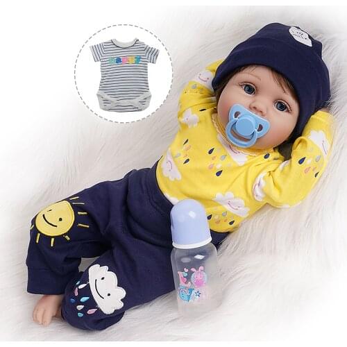 22 inch Reborn Baby Dolls Kids Toys for Girls Cute Lovely Bebe Doll with Clothes Boy Surprise Christmas Gifts Birthday Silicone