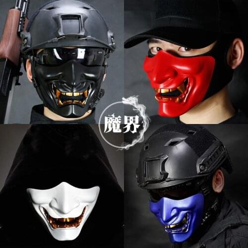 Airsoft Paintball Military Tactical Prajna Half Face Mask Samurai Hannya Horror Skull Halloween Hunting Protective Evil Mask