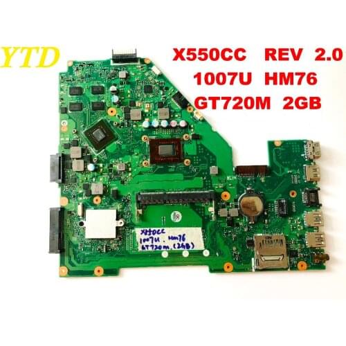 Original for ASUS X550CC laptop motherboard X550CC REV 2.0 1007U HM76 GT720M 2GB tested good free shipping connectors