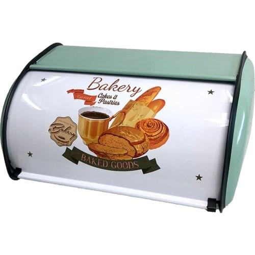 Metal Bread Box Bread Bin Storage Roll Top Lid for Bakery Restaurant Durable