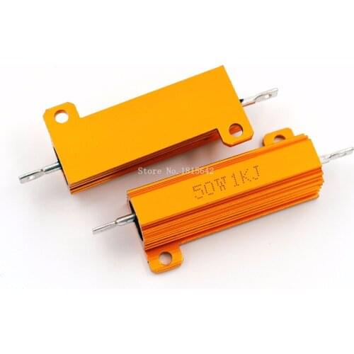 RX24 50W 1K 1KJ Metal Aluminum Case High Power Resistor Golden Metal Shell Case Heatsink Resistance Resistor 1K ohm 50w