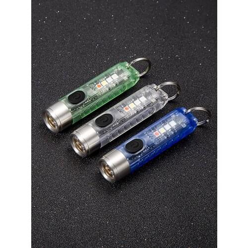 Mini Flashlight With Luminous Keychain 5 Brightness Adjustable Rechargable Lamp USB Charging Compact And Portable Waterproof