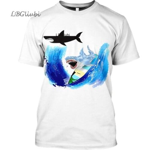 2019 New Black shark T-shirt 3D printed diving T-shirt, not faded Fashion men and women T-shirts Shark casual short sleeve