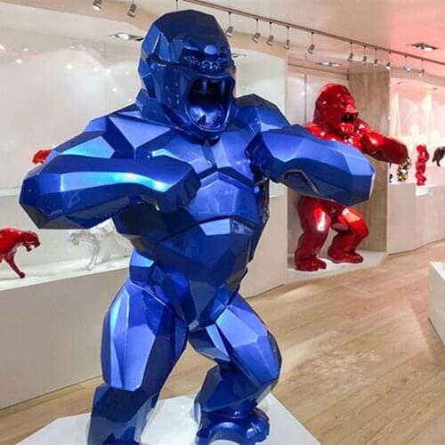 Monkey King Kong Living Room Decoration Gorilla Sculpture Geometric Modern Statue Birthday Gift For Wedding Collectible Model