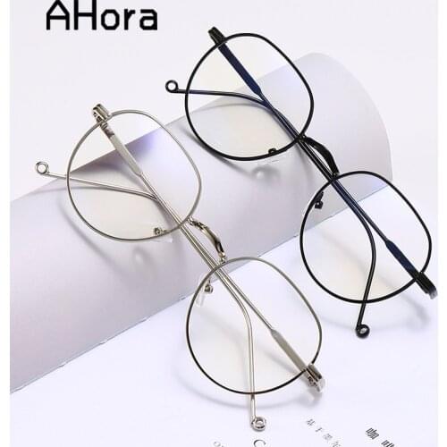 Ahora Retro Round Metal Finished Myopia Glasses Fashion Candy Women&Men Nearsight Eyeglasses Eyewear Frame 0-1.0-1.5to-4.0