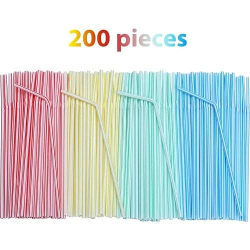 200 Pcs/Lot Disposable Plastic Straws Non-Toxic Odorless Restaurants Coffee Shops Bars Party Beverage Straws Adult Child Straws