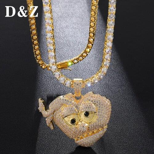 D&Z Hip Hop Micro Paved AAA+ CZ Chief Keef Heart Necklaces For Hipster New Fashion Bling Iced Out Rapper Jewelry