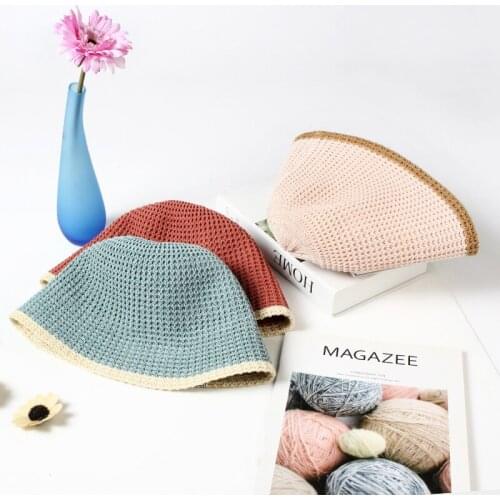 Visrover Bucket Hats For Women Summer Hat Sun Rope Panama Outdoor Cap Foldable Hats Beach Sunscreen Fisherman Caps Harajuku