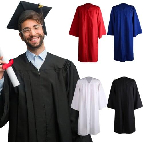 2021 Adult Graduation Gown Long Sleeve University Academic Dress Zip Closure Plus Size Graduation Gown Robe Performance Clothing