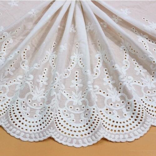 Widely Pure- Cotton Cloth Hollow-out Embroidered Lace Trim, Handmade DIY Clothes Lace Fabric Accessories Width43cm 3Yard/lot