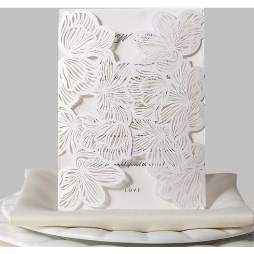 10pcs Flower Elegant Laser Cut Wedding Invitation Cards Greeting Card Customize Business With RSVP Cards Decor Party Supplies 5z