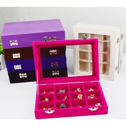 24 Slots Wooden Transparent Cover Buckle Earrings Jewelry Storage Box Organizer trendy Organizer Holder Jewelry Packaging