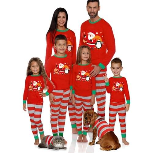 Christmas Family matching outfits Set Pajamas 2021 Cartoon red santa penguin elk print adult kids suit baby jumpsuit navidad
