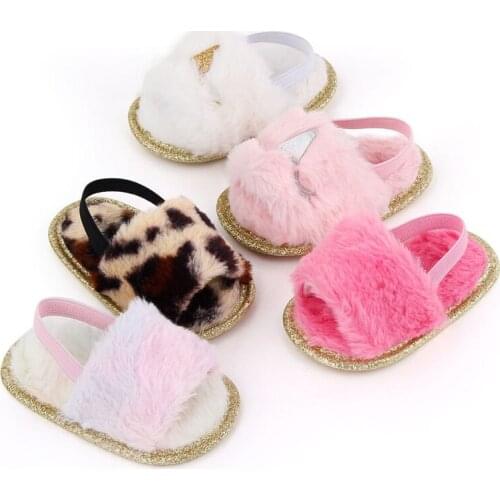 Summer Baby Sandals Breathable Anti-Slip Baby Shoes Prewalker Newborn Plush Sandals Toddler Soft Soled Crib Shoes 0-18M