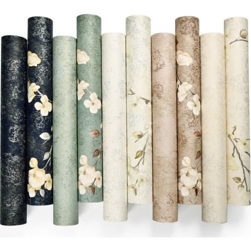 European-style modern retro non-woven fabric pastoral bedroom living room 3D stereo thick wallpaper 5.3m2 roll flowers