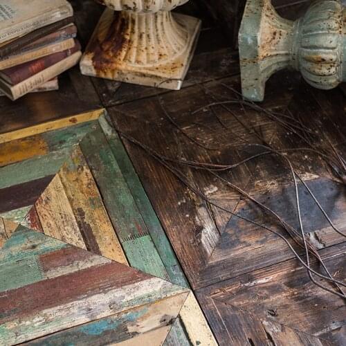 Antique Old Wood Block Floor Solid Wood Log Shooting Props Background Board Retro Art