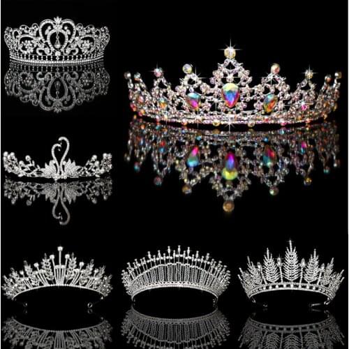 Bride Crown Big Rhinestone Pearl Queen Headdress Bridesmaid Head-Mounted Wedding Accessories Decoration