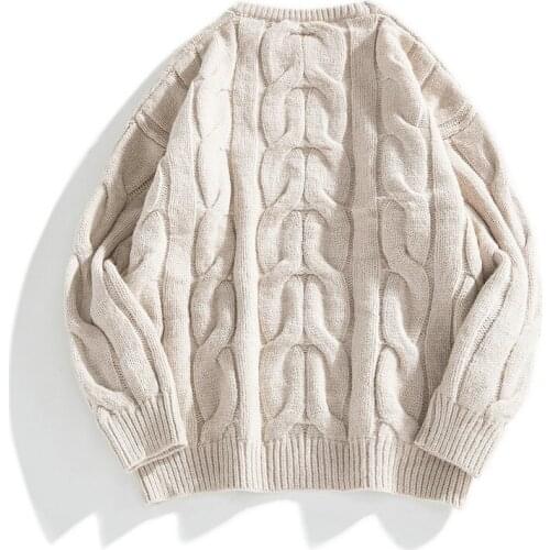 Winter Cotton Mens O-Neck Sweater Thick Long Sleeve Warm Solid High Quality Spacious No Yq Clothing Kni Casual Hombre Pullover