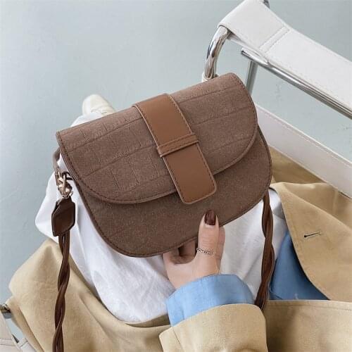 Ladies small stone grain PU leather messenger bag 2020 autumn solid color one shoulder handbag female messenger bag