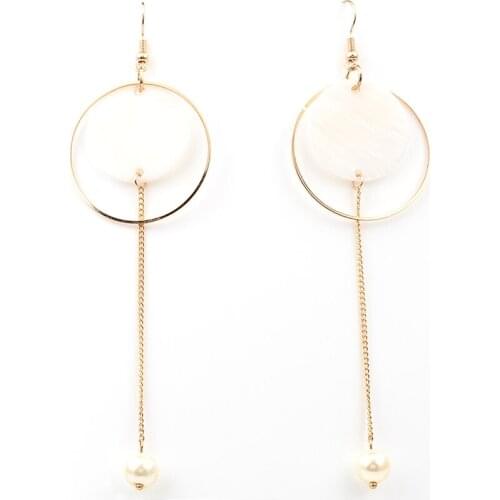 Rainbow hope Lovely style shell and pearl Pendant Ear Studs & High-quality Gold-color summer style stud earrings for women