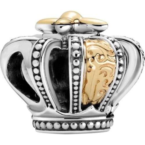 1Pcs New Cute Crown Pendant DIY Beads Suitable for Original Pandora Charm Bracelet Ladies Jewelry Making Gifts