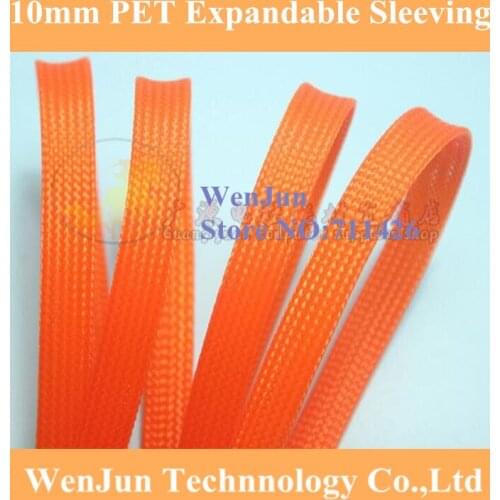 10mm PET Expandable Snakeskin network wire weaving mesh Braided Sleeving for Power cable---Orange Color