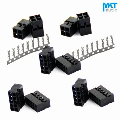 100Pcs Complete Set Dupont 2.0mm Pitch Double Row Female Housing Connector+Crimps 4P 6P 8P