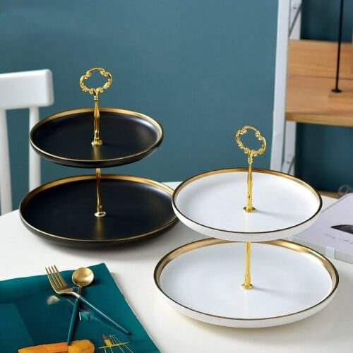 2 Tier Ceramic Dessert Plate Cupcake Stand Fruit Storage Rack Wedding Party Serving Tray Kitchen Accessories Christmas Dishes