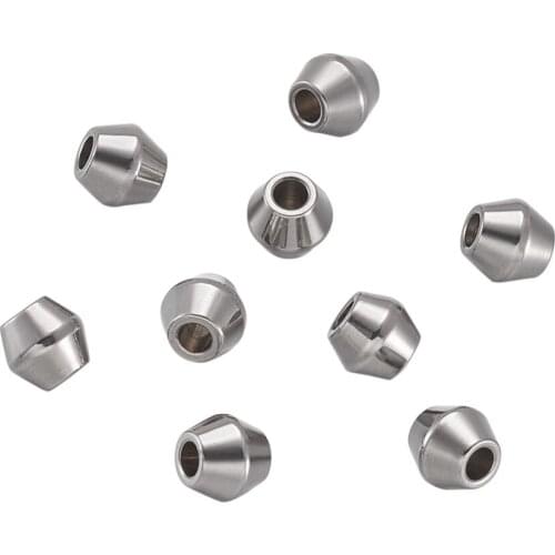 20pcs 6mm Stainless Steel Smooth Polishing Bicone Spacers Sharp Cone Beads for Jewelry Making Bracelet Accessories hole: 2.5mm