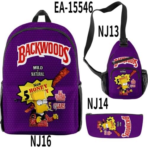 New Backwoods Cigar 3D Printed Backpack 3Pcs For Men and Women Schoolbag Students Bag Personalized Cosplay Storage Bag