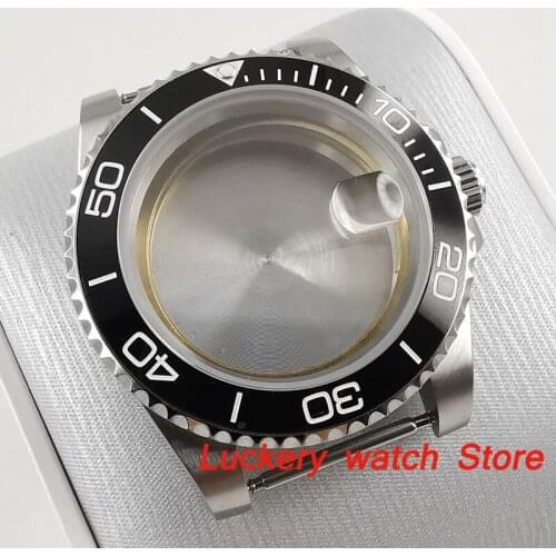 40mm GMT version Sapphire glass black ceramic bezel 316L stainless steel Watch Case fit ETA 2836 miyota 8215 movement-BK43