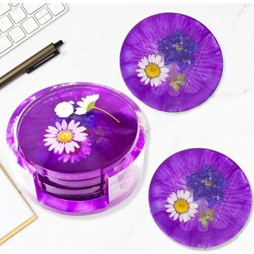 5 Pcs/Set Coaster Epoxy Resin Mold Cup Mat Pad Silicone Mould DIY Crafts Tools P9YF