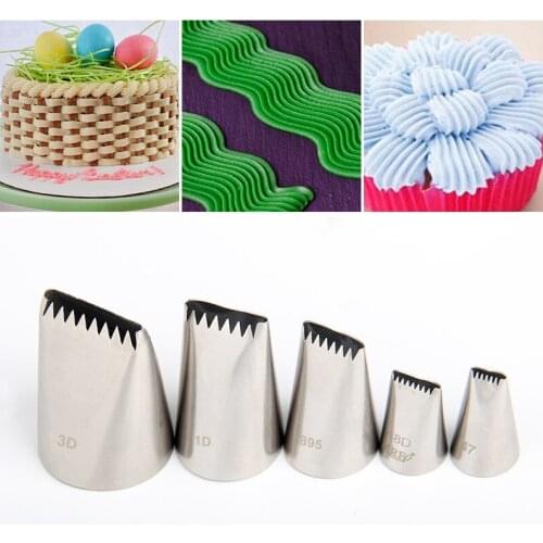 5Pcs Icing Piping Nozzles Cake Decorating Pastry Tip Sets DIY Cake Decorating Tips Fondant Cake Tools Steel Nozzle Set