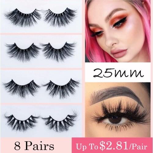 8 Pairs Makeup Eyelashes 3D Mink Lashes Fluffy Soft Wispy Volume Natural Long Cross False Eyelashes Eye Lashes Reusable Eyelash