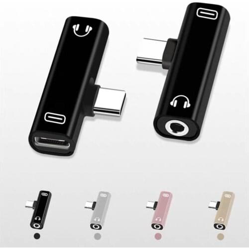 Earphone Adapter Type C Audio Adapter 2 in 1 Type C to 3.5mm Charging Converter For Huawei Xiaomi Headphone Adapter