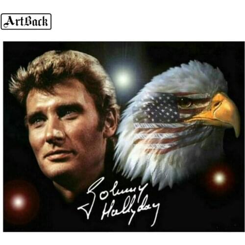 New 5d diamond painting full round "johnny hallyday" picture 5d diy diamond mosaic full square french singer new arrival sticker