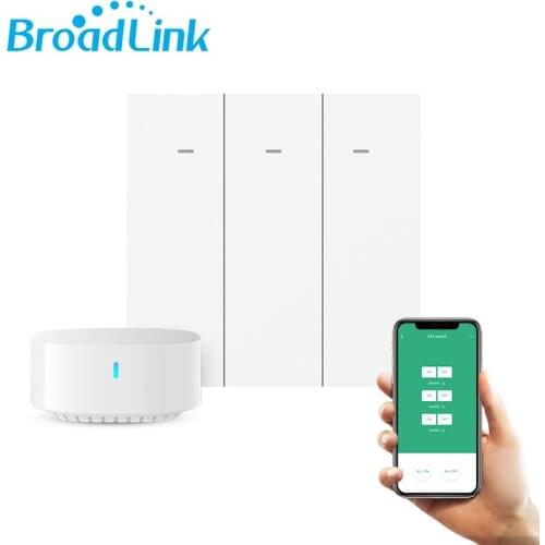 Broadlink LC1 UK 3gang Push Button WiFi Wall Light Breaker Switch 220V No Neutral Alexa Google Home Voice Control Smart House