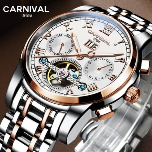 Men Automatic Clock Men Swimming Mechanical Men Watch Top Brand Luxury Waterproof Tourbillon Style Erkek 2021 New CARNIVAL Watch