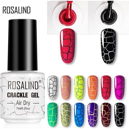 ROSALIND Crack Gel Nail Polish Extension Color Base of Nail Varnish Hybrid Manicure Set for UV Led Semi permanent Base Top Coat