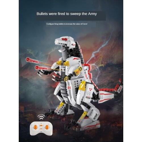 2020 NEW Electronic Hobby Toys Remote Control C51063 Dinosaur Building Block Models Walking RC Launch Missile Educational Toys