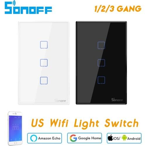 Sonoff TX T2 T3 US Smart Wifi Wall Touch Ligtht Switch, eWelink APP, 433 RF Remote Control, Work with Alexa Google Home