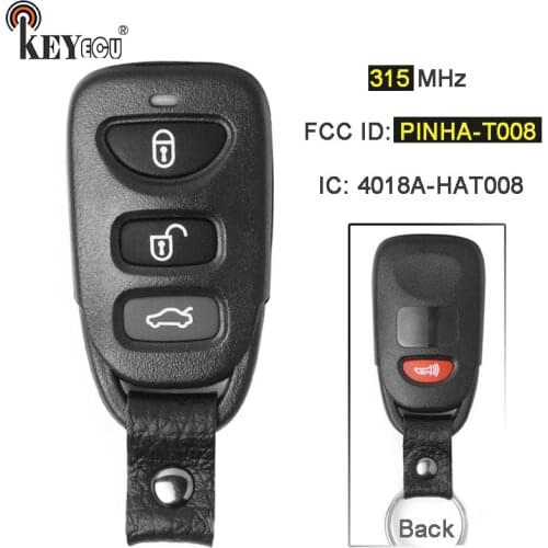 KEYECU 315MHz FCC ID: PINHA-T008 Replacement 3+1 Button Remote Key Key Fob for Hyundai Genesis Coupe, for Kia Forte/ Forte Koup