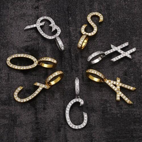 Grass Lettered Pendant with Zircon Inlaid Hip-hop Necklace with Custom Stitching Letters for Women Men Gifts